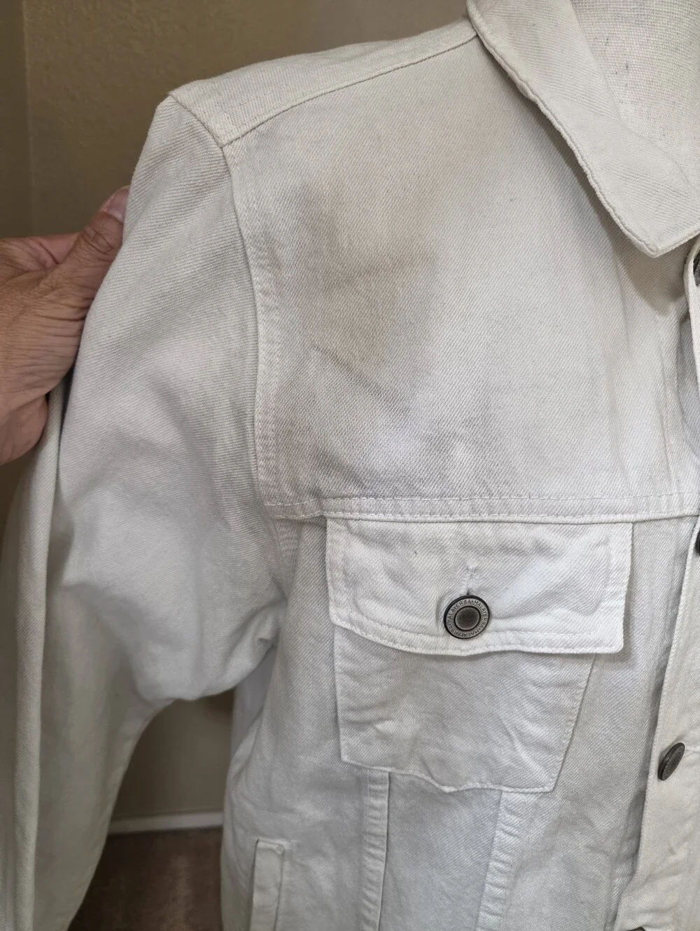Men's White Denim Jacket - Classic Button-Front Style